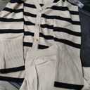 Viottiset Women's 2 Piece Outfits Stripe Sweatsuit Set Long Sleeve Button Sweatshirt Wide Leg Sweatpants Lounge Set XL