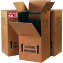 BOX USA Heavy-Duty Tall Wardrobe Moving Boxes with Hanger Bars (3-Pack) 20L 20W 45"H Extra-Tall 275#/ECT-48 Double-Wall Corrugated Boxes for Clothes, Coats & Dresses