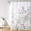 Floral Bathroom Shower Curtain with 12 Hooks, 72''x72'' Waterproof Polyester Fabric Plant Shower Curtain for Bathroom, Heavy Weighted Hem, Machine Washable Quick Dry