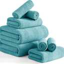 Ferdilan 8 Piece Extra Large Bath Towels Set,2 Oversized 35"x70" Bath Towel Sheets,2 Hand Towels and 4 Washcloths 600 GSM Highly Absorbent Quick Dry Towels Set for Bathroom Hotel Turquoise