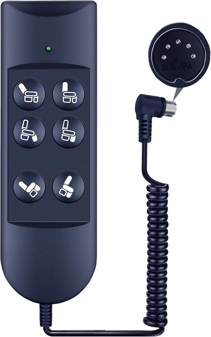6 Button 5-Pin Plug Lift Chair Remote Control for Home Power Recline Hand Control Remote with Extension Cable Fit for Okin Dewert Limoss Golden Catnapper