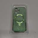 360 Spin CD Stand for iPhone 17 Case Compatible with Magsafe Ring [Never Yellow][DIY Glitter Cardstock] Camera Protection Plating Clear Cute Phone Case for Women Girls 6.3'', Sage Green