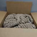 Carriediosa Chunky Knit Throw Blanket 50" X 60", 100% Hand Made Large Chenille Loop Yarn Soft Fluffy Throws for Couch Sofa Bed, Big Crochet Cozy Heavy Thick Cable Woven Blankets, Taupe