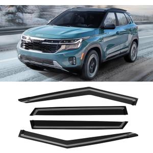 Window Rain Guards for Kia Seltos 2021-2025, Window Visor Guard Vent Wind Shade Deflector Rain Shield Protector Sun Visor for Seltos 21-25, Tape-on/Outside-Mount, 4 Pieces