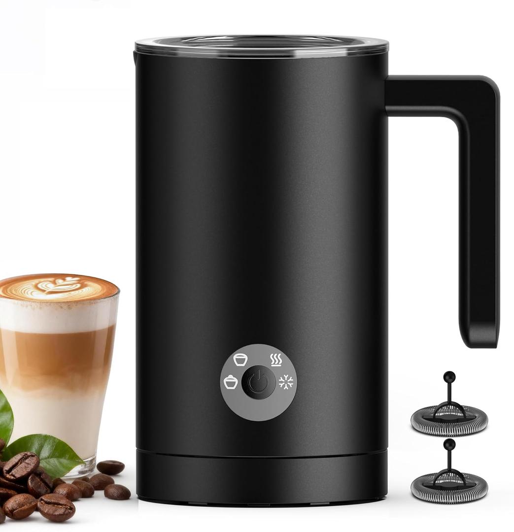 Kourice Milk Frother Electric, 4in1 Milk Frother and Steamer for Latte, Cappuccino, Hot & Cold Milk Froth Maker, Automatic Milk Steamer and Frother, Quiet OneTouch Operation, Easy to Clean