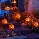 4 Pack Halloween Pumpkin Pathway Solar Lights, Orange Yard Stake String Lights Halloween Outdoor Decorations, Waterproof LED Pumpkin Halloween Dcor Walkway Lights