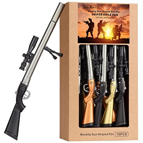 KAKA RABBIT Cool Gun Shape Ballpoint Pen - 9 Pack,0.7mm Medium Point,Blue Ink,Novelty Sniper Rifle Ball Pen for Kids Office School Supply Students Stationery Boy Birthday Christmas Gift Pen for Men