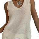 MakeMeChic Women's Sequin Vest Tank Top Sleeveless Crew Neck Summer Y2K Knit Tops Apricot Medium