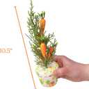 2 x Small Decorative Easter Trees, Foam Carrot and Egg Details, Seasonal Springtime Home Accessories, 10.5 Inches (Pack of 2)