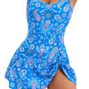 Eomenie One Piece Swimdress Swimsuits for Women Tummy Control Swim Dresses Skirt Bathing Suit (XL)