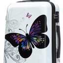 InUSA Butterfly Print Luggage with Spinner Wheels | Durable Lightweight Hardside Suitcase | Travel Bag with Handle and Trolley | 20 Inch Carry-On Spinner Luggage