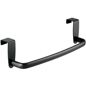 mDesign Steel Metal Wire Over Cabinet Towel Rack Storage Organizer - Hang on Cabinet or Door - Towel Bar Holder for Kitchen - Holds Hand Towels, Washcloths - Spira Collection, Matte Black
