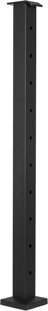 Stainless Steel Square Fence Post for Deck Cable Railing System, Flat Top Down to Stair Post 36"x2"x2" Pre-Drilled, Matte Black