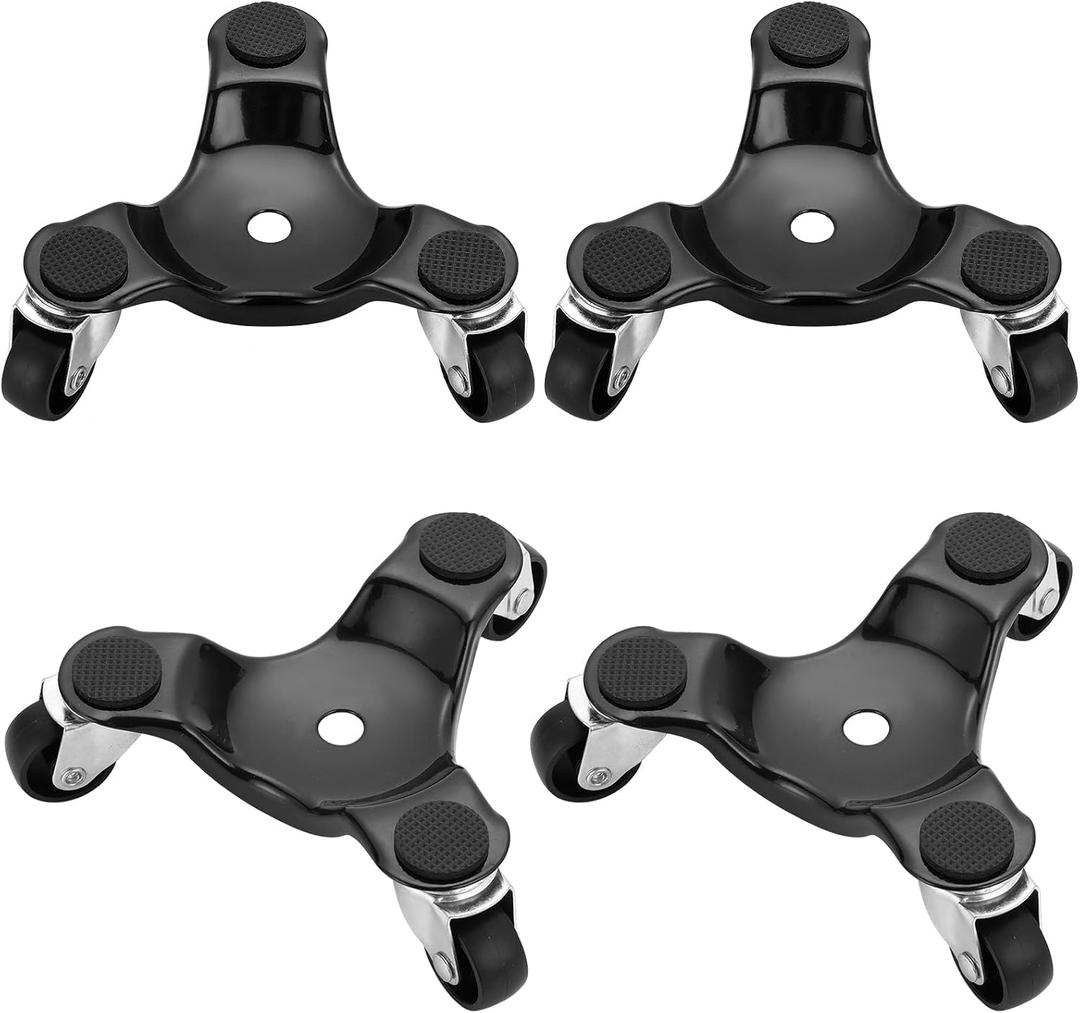 4 Pack Steel Tri-Dolly Set 3 Wheel Furniture Mover Dolly 220lbs Load Capacity Mover's Dolly for Moving Cabinet Furniture Appliances Durable & Easy to Use Dolly Furniture Mover 6 Inch (Black)