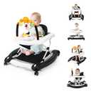 Baby Walker, 5-in-1 Baby Walkers for Boys and Girls 6-12 Months with Bouncer, Removable Footrest, Feeding Tray & Music, Foldable & Adjustable Activity Walker for 6-18 Months Toddler Infant