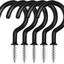 Cup Screw Hooks,1 inch Vinyl Coated Ceiling Hooks,100 Pack Screw in Hooks Plant Hanger Hooks,Wind Chimes Hooks Kitchen Cup Hooks Great for Hanging Indoor & Outdoor Use(Black)
