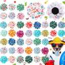 Hillban 80 Pieces Dog Collar Flowers Hawaiian Summer Dog Flowers Charms Grooming Accessories Collar Set Bow Tie for Puppy Cat Attachment Embellishment