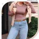 2 x XZQTIVE 2 Pack Women's Skinny Leather Belts for Jeans Pants Dress Ladies Thin waist belt with Gold Buckle (Silver Black+brown)