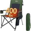 PORTAL Heated Camping Chairs for Adults Outdoor Sports Oversized Folding Lawn Chair with High Back, Heavy Duty 400 Lbs, Battery Not Included, Green