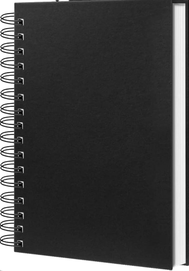 Spiral Notebook,A5 Lined Black Journal Notebook 5.62 x 8.4 inches-100 Sheets/200 Pages,100GSM Thick Paper,Hardcover Journals for Writing Work School Supplies