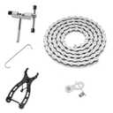 Bike Chain Kit, High Tensile Strength Bicycle Chain for Road/MTB Bike 6/7/8 Speed-Quick Buckle with Bike Link Plier -Hook - Chain Breaker - 116 Links - Dark Silver