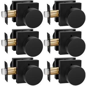 Goldenwarm Privacy Black Door Knobs Interior, Zinc-Alloy Heavy Duty Matte Black Door Knobs Bedroom, Contemporary Interior Door Knob Privacy (6 Pack)