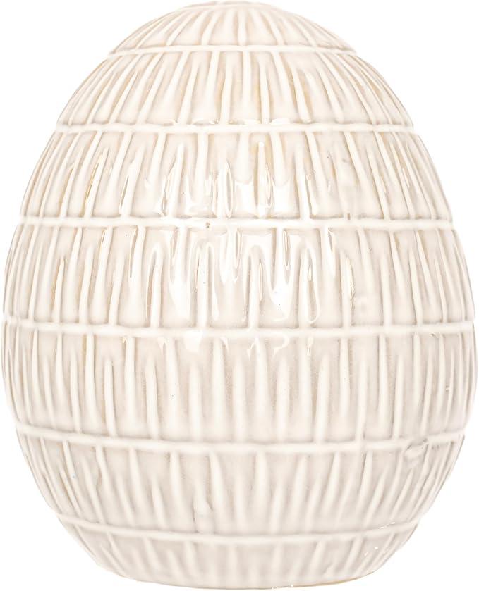 1 Pink And 1 White Holiday Home Ceramic Egg 6.1"