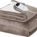 Bedsure Electric Blanket Twin - Soft Flannel Heated Blanket, Fast Heating with 10 Time Settings & 6 Heat Settings, Warm Gift for Grandma (62x84 inches, Taupe)
