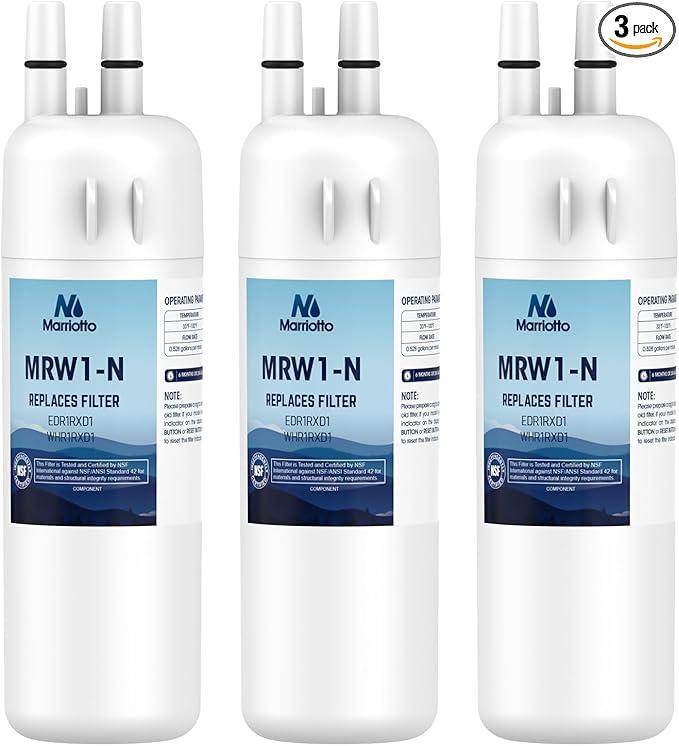 MARRIOTTO EDR1RXD1 Refrigerator Water Filter Compatible with Whirlpool W10295370A, WHR1RXD1, KAD1RXD1, Filter 1, W10295370, P4RFWB, P8RFWB2L, 469930, 469081 Refrigerator Water Filter, Pack of 3