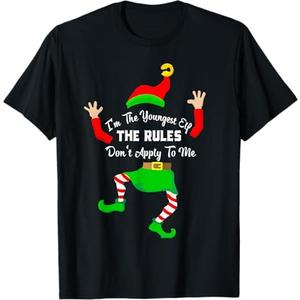 Youngest elf Rules Don't Apply Christmas Matching Family T-Shirt Medium