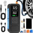 Y34 Tire Inflator Portable Air Compressor,4X Faster Inflation,6000mAh Cordless/12V DC 150PSI Air Pump with Digital Pressure Gauge for Car,Motorcycle,Bike,Ball Easter Gifts for Him (Black)