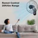 Aottop 16 inch Wall Mount Fan with Remote Control - 3-Speed and 3 Modes, Timer Function, Adjustable Head, Oscillating Fan for Home and Office - Black