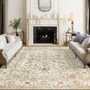 Area Rugs for Living Room - 9x12, Boho Non-Slip Low Pile Carpet Machine Washable Rugs for Bedroom, Farmhouse, Office, Dining Room (Gold)