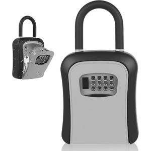 Diyife Key Lock Box, [Upgraded Large Capacity] Waterproof 4 Digit Combination Lockbox for House Keys, Resettable Code Key Storage Box with Removable Shackle for Outdoor Home, Office, Garage, Grey