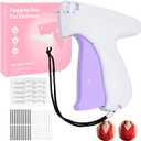 Handheld Mini Stitch Gun White and Purple Tag Attacher Gun Kit - Hemming Tool Sew Kit for Hems on Shirt Sleeves Pants and Dresses Includes 6 Needles 2000 Black Fasteners and 2000 White Fasteners