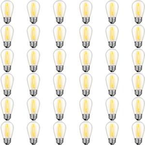 36 Pack S14 LED Bulbs for Outdoor String Lights, Shatterproof Replacement Edison Bulbs for Patio String Lights Outdoor Waterproof, Warm White 2200K, Dimmable, E26 Standard Base