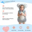 UQJE Baby Rat Costume Furry Kids Mouse Costume Halloween Cute Plush Mice Dress Up Toddler Animal Costumes (3' - 3'4", Gray)