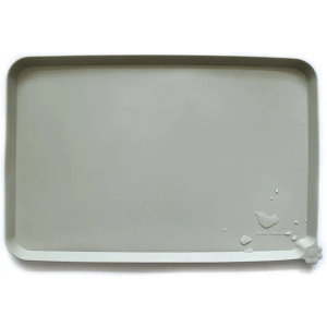 Hoki Found Silicone Pet Food Tray - Non Slip Pet Dog Cat Bowl Placemat - Feeding Mat - Waterproof Dog Cat Food Mats - For Carpet - Cream Green