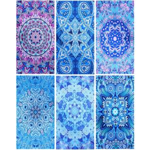 6 Pcs 72 x 36 Microfiber Oversized Beach Towels Large Absorbent Thin Compact Lightweight Sand Free Quick Dry Towels Pack for Travel Pool Yoga Gym Sports Beach Accessories (Mandala)