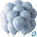 Bezente Dusty Blue Balloons Latex Party Balloons - 100 Pack 12 inch Round Helium Haze Blue Balloons for Birthday Bridal Shower Wedding Gender Reveal Engagement Graduation Party Decorations (09-blue-m71)