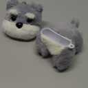 Cute Cartoon Plush Case for AirPods Pro 2nd Gen Case,3D Kawaii Fluffy Grey Schnauzer Puppy Soft Silicone Cover with Keychain Cool Funny Boys Girls Women for AirPods Pro