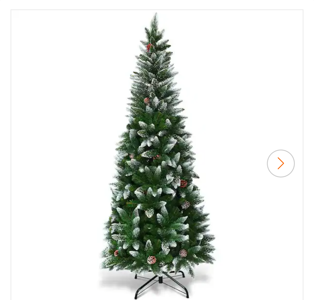 5 ft. Snow Flocked Unlit Artificial Pencil Christmas Tree Hinged with Pine Cones 5 ft. Snow Flocked Unlit Artificial Pencil Christmas Tree Hinged with Pine Cones