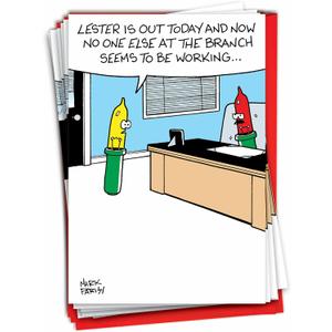 NobleWorks 12 Humorous Christmas Greeting Cards Boxed Set w/ 5 x 7 Envelopes For Men, Women (1x12 Designs) Lights Out C7661XSG-B12x1