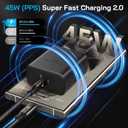 45W Super Fast Charger USB C, 45 Watt Type-C Android Phone Charger Fast Charging Block with 12FT Type C Cords for Samsung Galaxy S25 Ultra/S24 Ultra/S24+/S23 Ultra/S23+/S22 Plus/S20, Tab S9/S8 Ultra