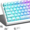 HITIME XVX Shine Through Keycaps w/IMD Tech, Custom Ice Crack Keycaps 60 75 100 Percent, White Key Cap Set 118 Keys Lines Backlit, OEM Profile Side Printed for Keyboards