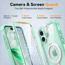 Oterkin Magnetic for iPhone 16 Case Compatible with MagSafe [Foldable Stand][HD Camera Lens Protector][Built-in Touch Sensitive Glass Screen Protector] 15FT Military 360 Full Body Rugged Case (Green)