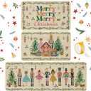 3 Pcs Christmas Nutcracker Kitchen Mat Washable Kitchen Rug Non Slip Doormat Waterproof Kitchen Rugs and Mats Farmhouse Holiday Kitchen Decor for Home Floor Office Bathroom Party Rustic Decor (Beige)