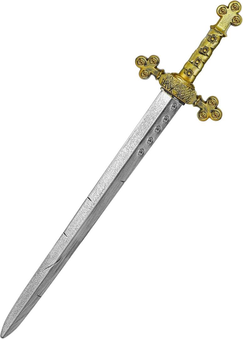 Crusader Knight Toy Sword,27.5" Plastics Sword Medieval Warrior Costume Accessories for Halloween Cosplay LARP,Props