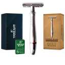 VIKINGS BLADE Double Edge Safety Razor for Men + 5 Swedish Steel Blades + Luxury Case. Classic 3-Piece. Reusable, Eco-Friendly (The Godfather) (Chromium Silver)