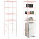 Huwena 4 Tier Over Mini Fridge Stand Metal Storage Shelf for Dorm,Pink
